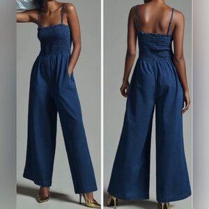 Pilcro smocked denim jumpsuit size small